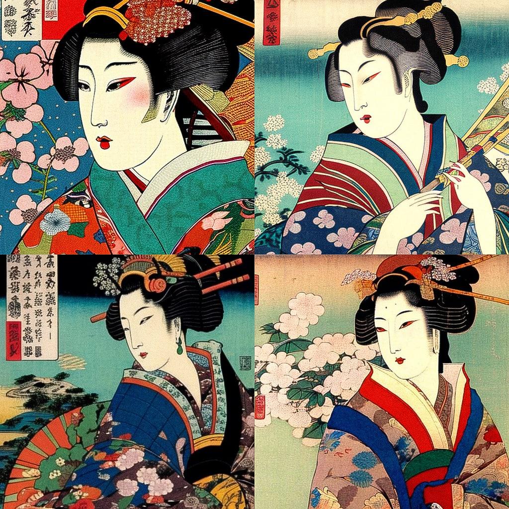 Utagawa Kunisada style, Midjourney V4, render 1 of 4