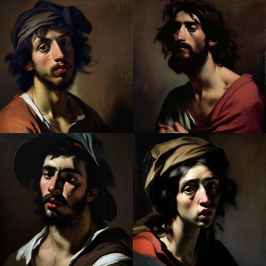 Valentin de Boulogne style, Midjourney V4, render 1 of 4
