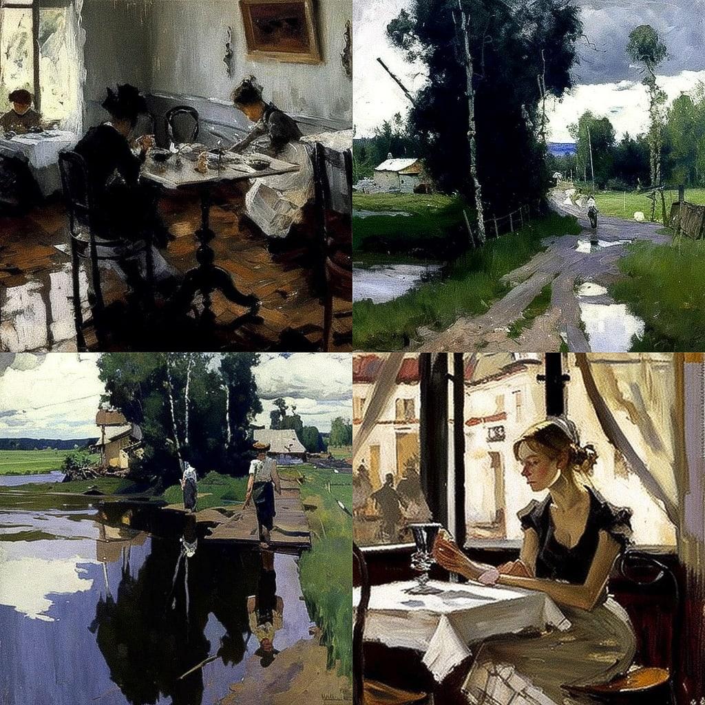 Valentin Serov style, Midjourney V4, render 1 of 4