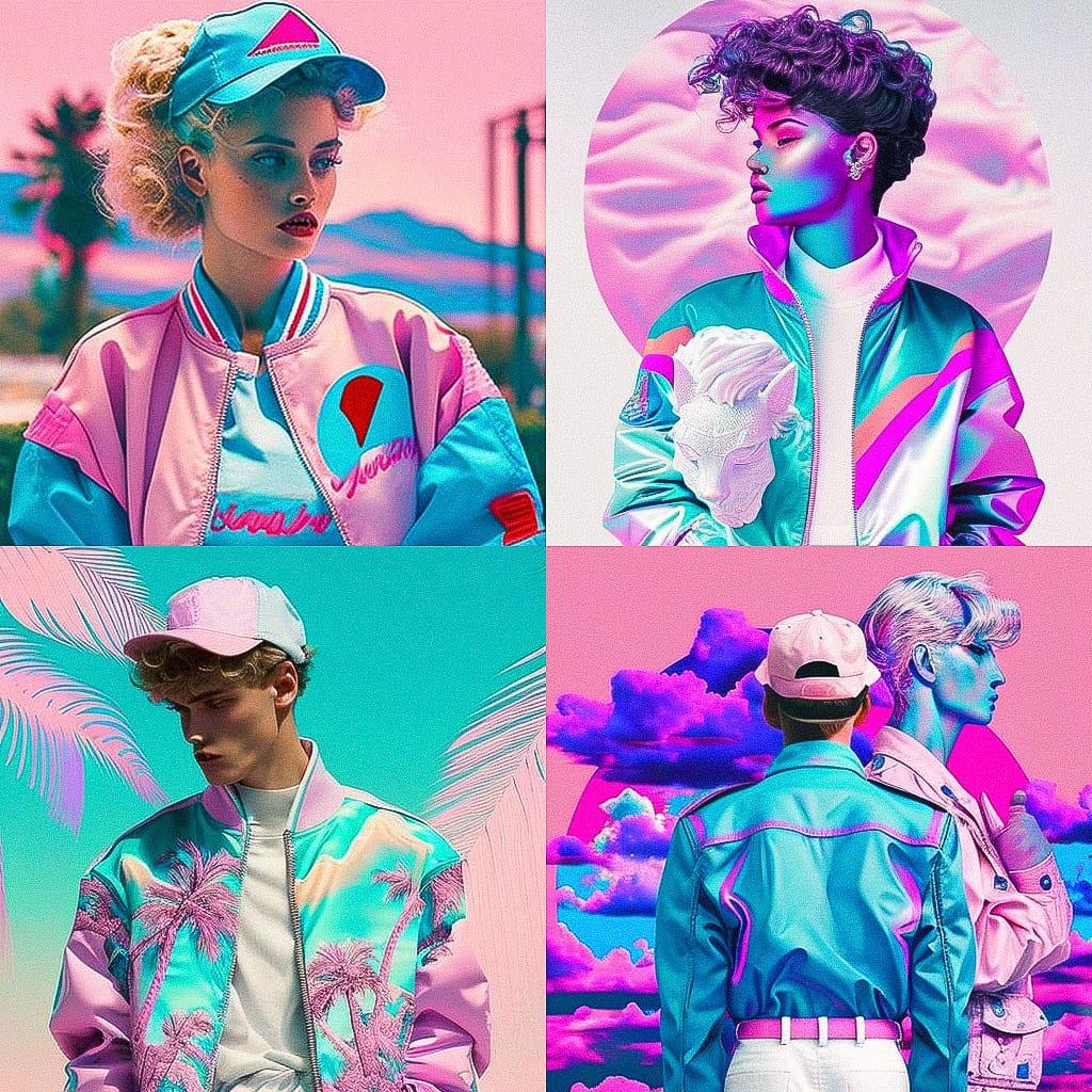 Vaporwave fashion style, Midjourney V4, render 1 of 4