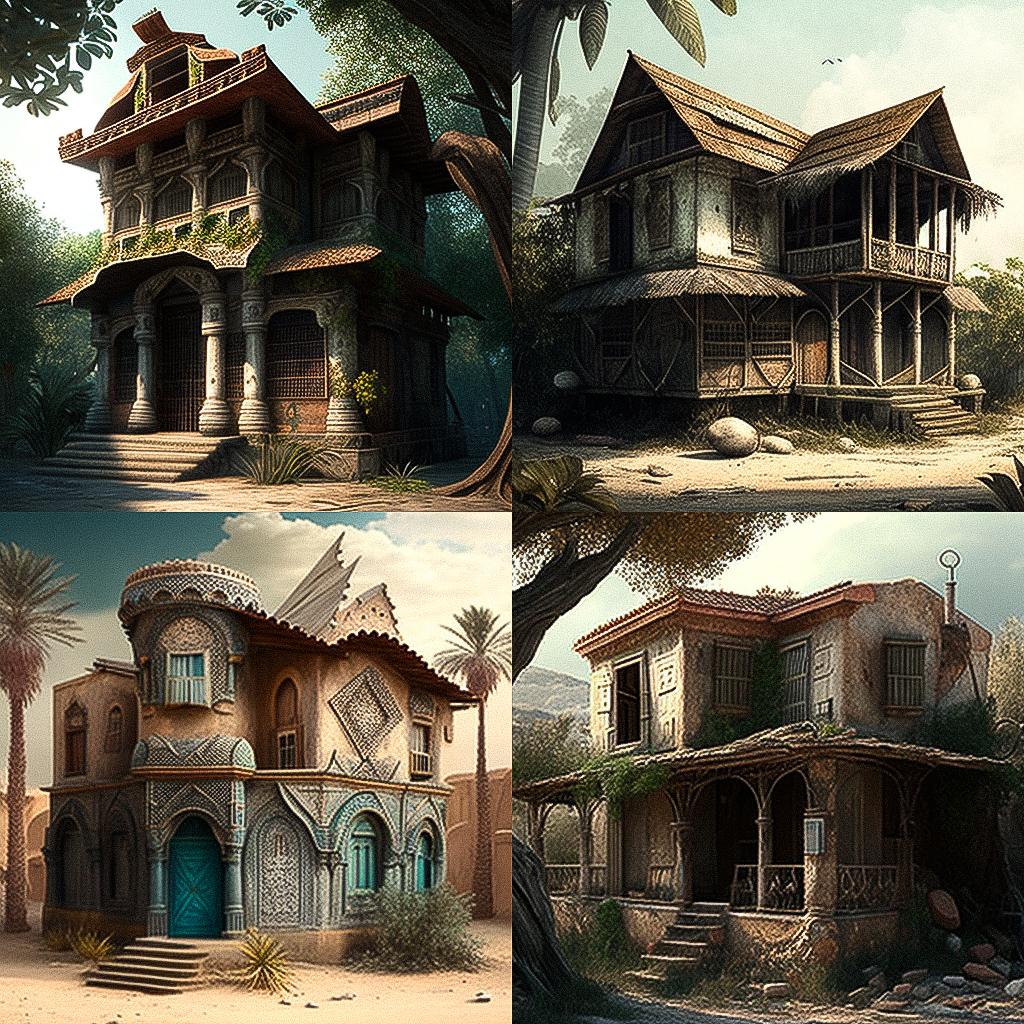 Vernacular architecture style, Midjourney V4, render 1 of 4