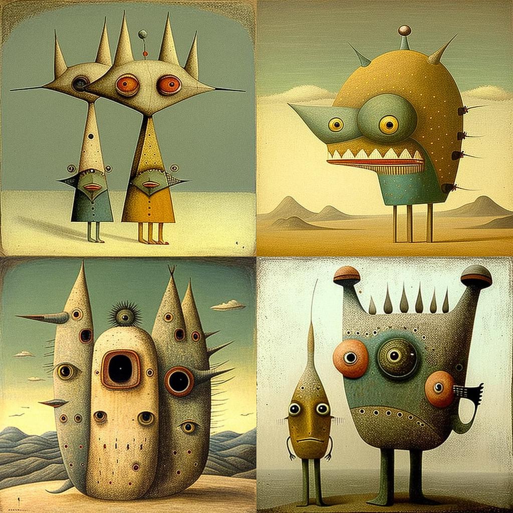 Victor Brauner style, Midjourney V4, render 1 of 4