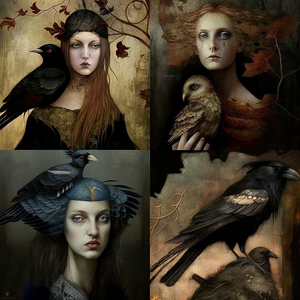 Victoria Crowe style, Midjourney V4, render 1 of 4