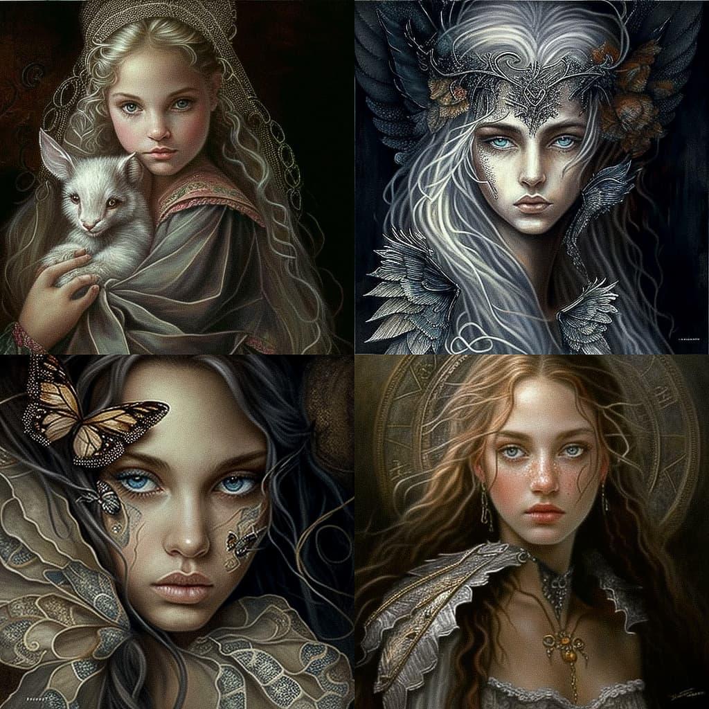 Victoria Frances style, Midjourney V4, render 1 of 4