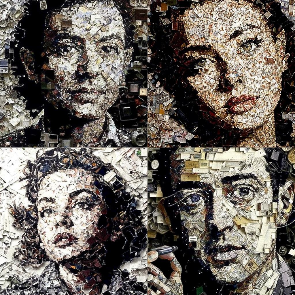 Vik Muniz style, Midjourney V4, render 1 of 4