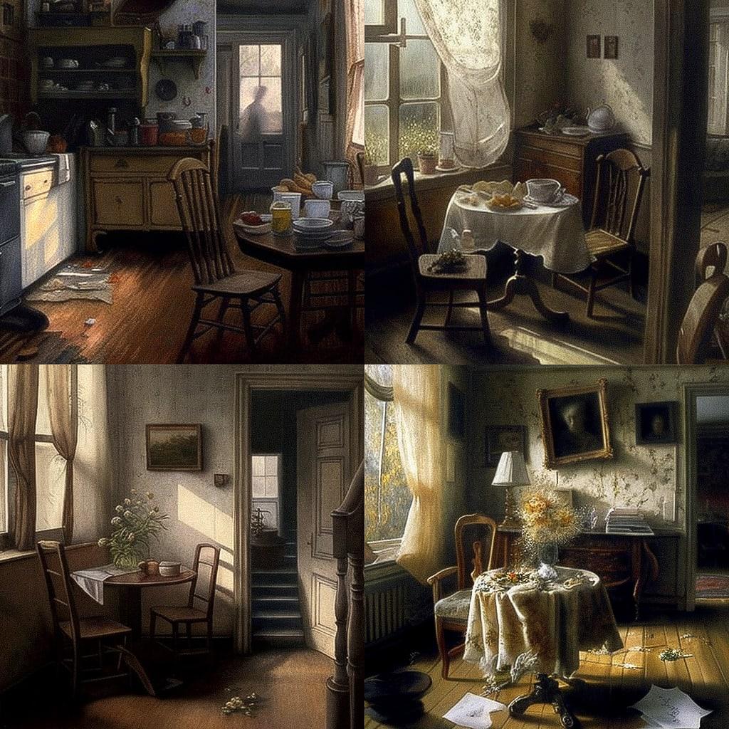 Vincent Desiderio style, Midjourney V4, render 1 of 4