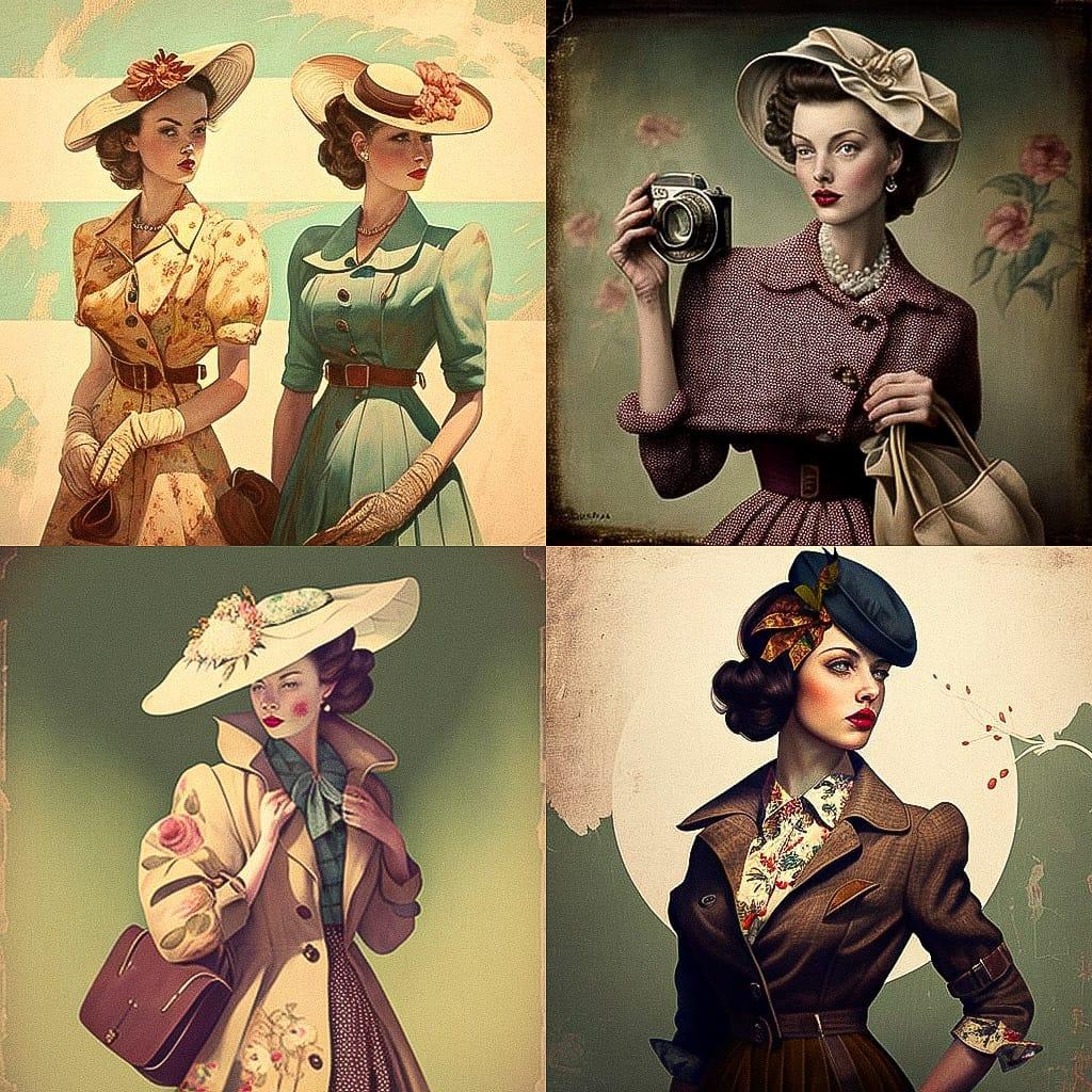 Vintage fashion style, Midjourney V4, render 1 of 4
