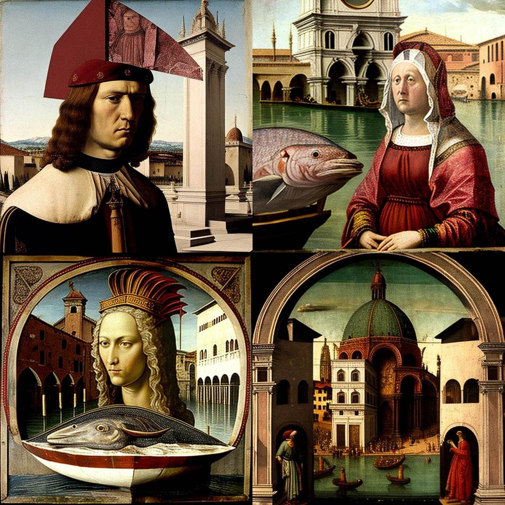 Vittore Carpaccio style, Midjourney V4, render 1 of 4