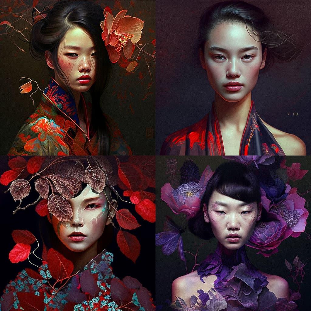 Vivienne Tam style, Midjourney V4, render 1 of 4