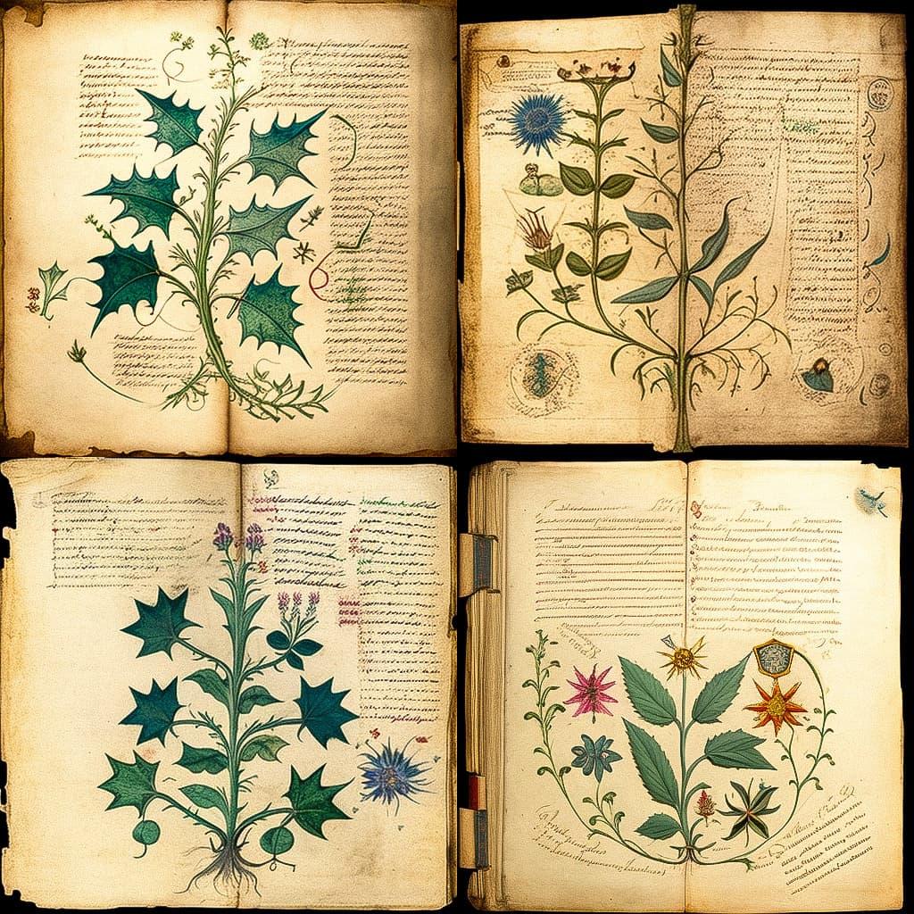 Voynich manuscript style, Midjourney V4, render 1 of 4