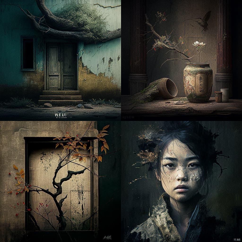Wabi-sabi style, Midjourney V4, render 1 of 4