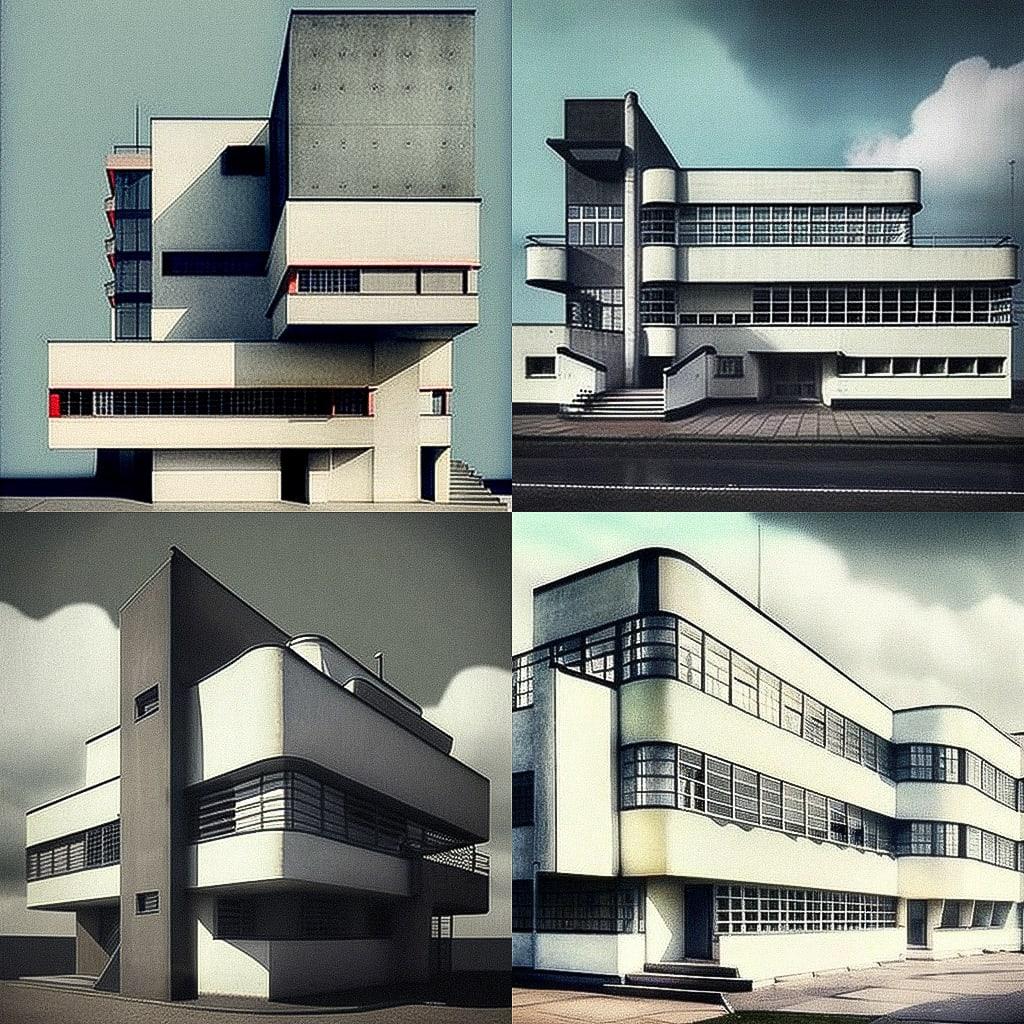 Walter Gropius style, Midjourney V4, render 1 of 4