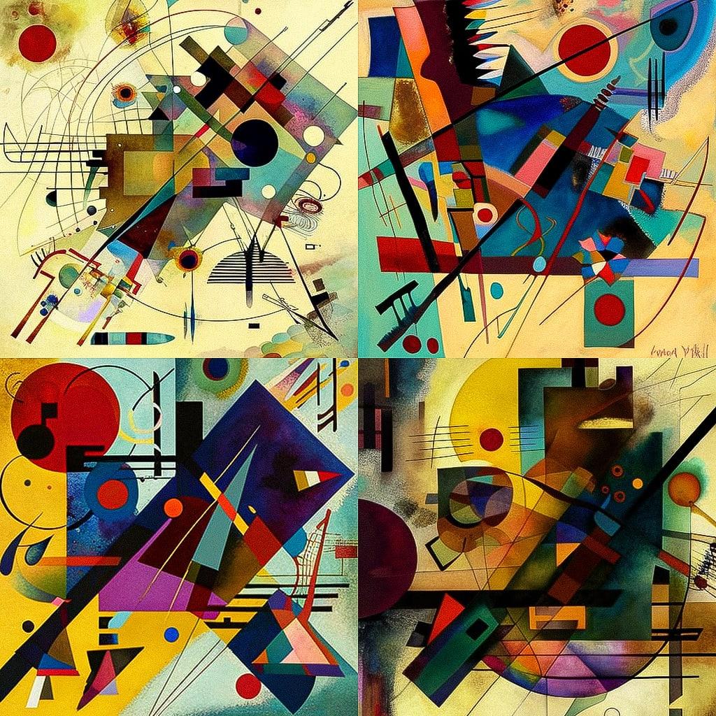 Wassily Kandinsky style, Midjourney V4, render 1 of 4