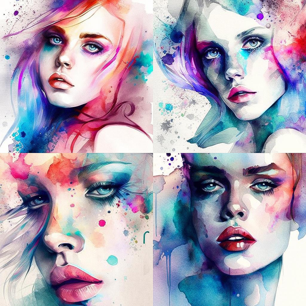 Watercolor paint style, Midjourney V4, render 1 of 4