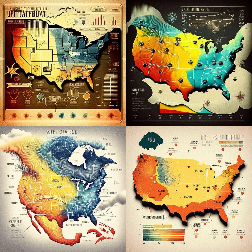 Weather map style, Midjourney V4, render 1 of 4
