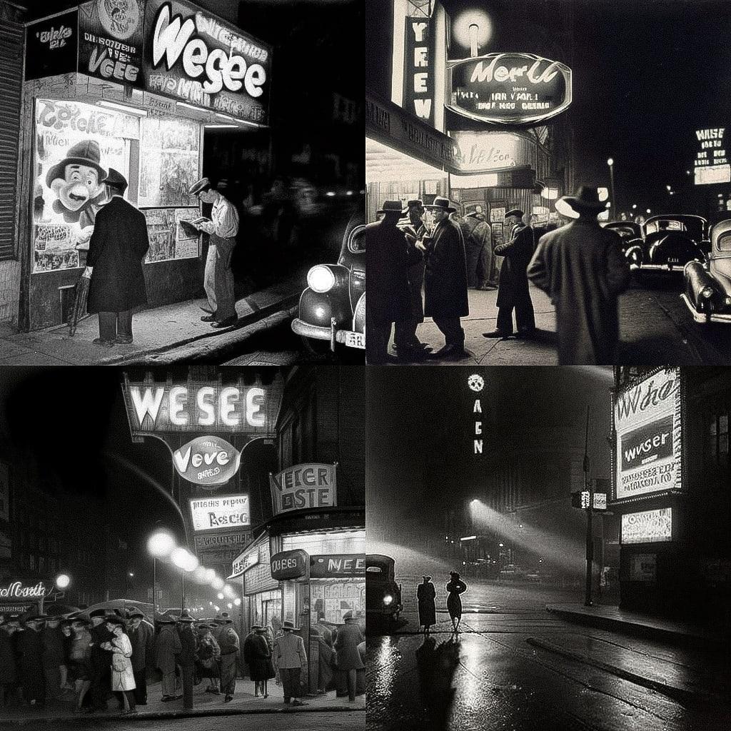 Weegee style, Midjourney V4, render 1 of 4