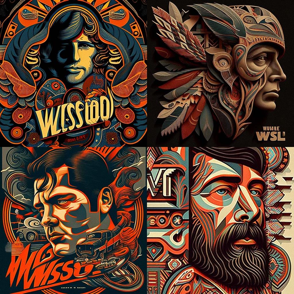 Wes Wilson style, Midjourney V4, render 1 of 4
