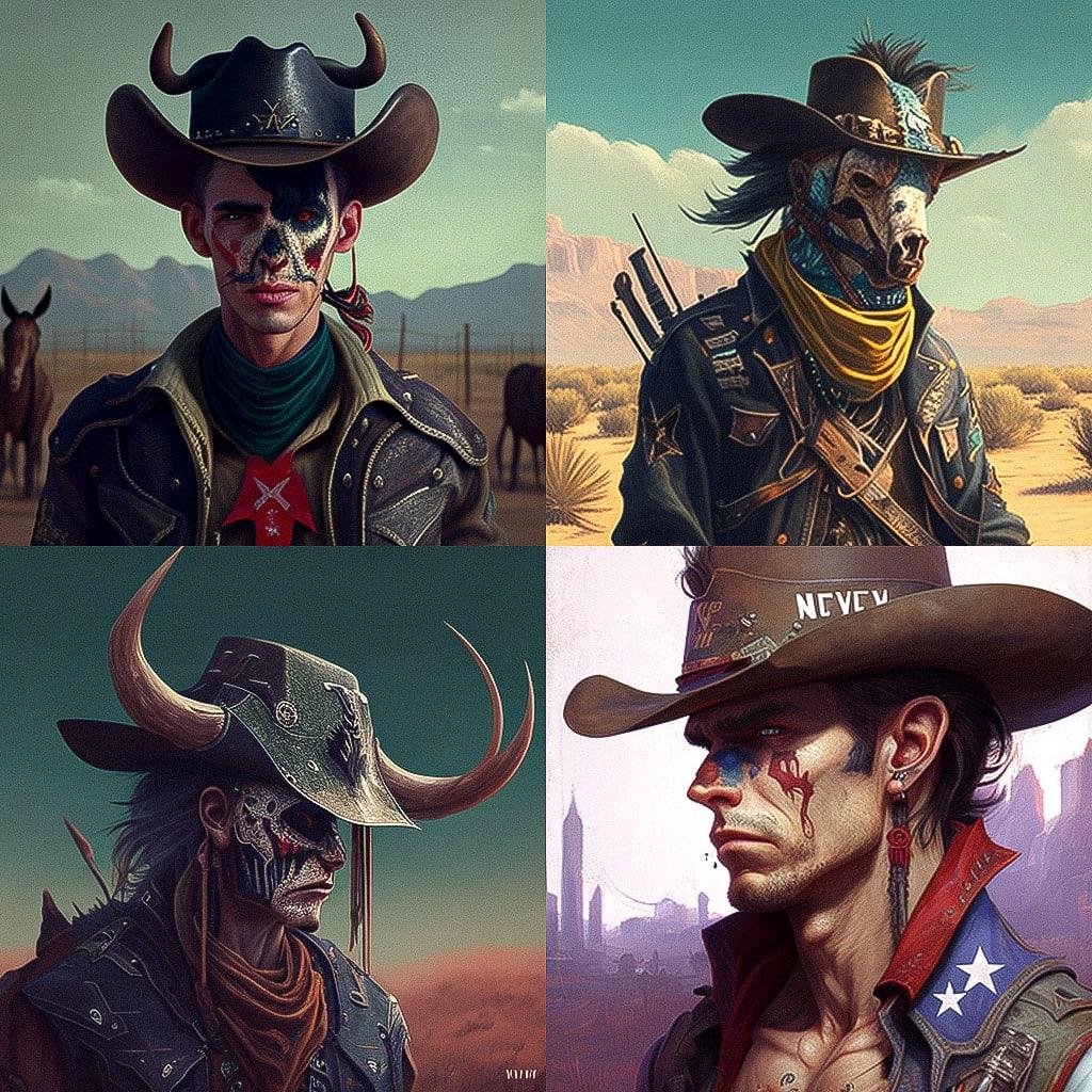 Westernpunk style, Midjourney V4, render 1 of 4