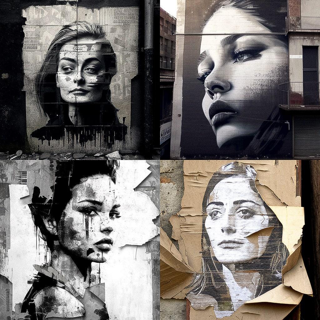 Wheatpaste style, Midjourney V4, render 1 of 4