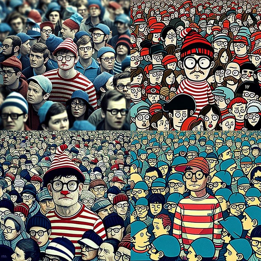 Where is Waldo style, Midjourney V4, render 1 of 4