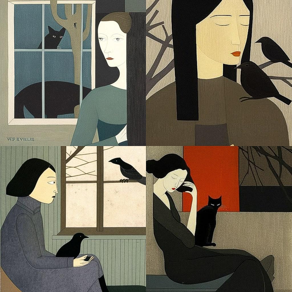 Will Barnet style, Midjourney V4, render 1 of 4