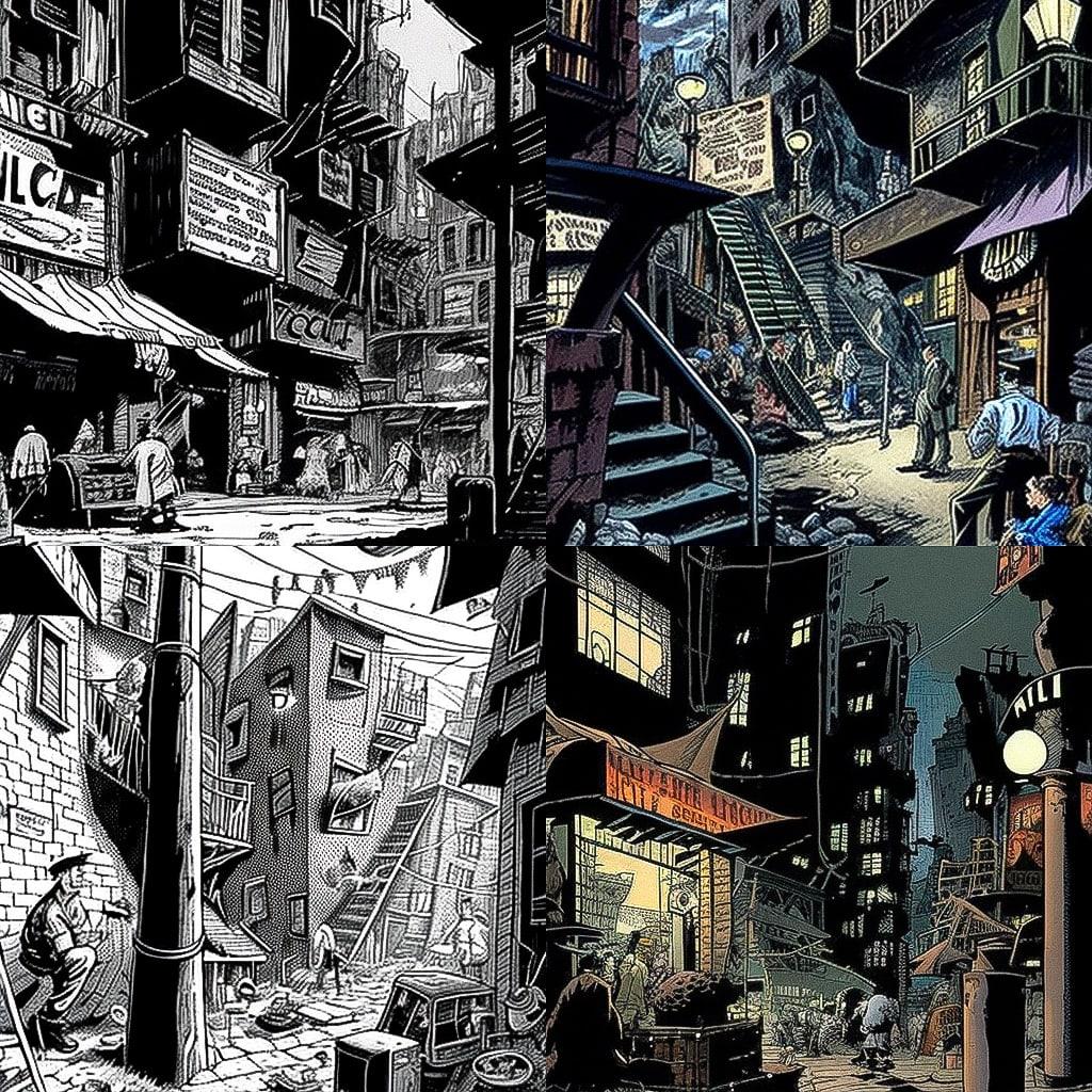 Will Eisner style, Midjourney V4, render 1 of 4