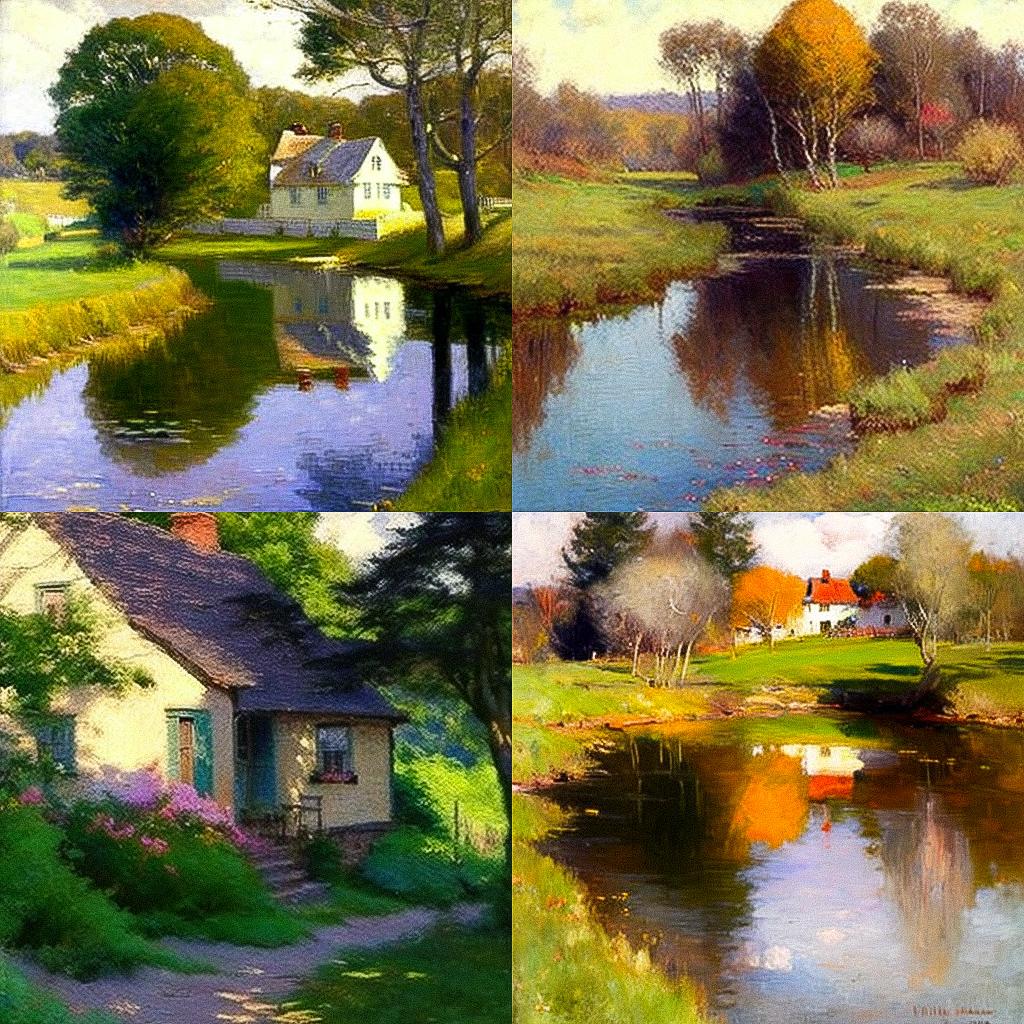 Willard Metcalf style, Midjourney V4, render 1 of 4