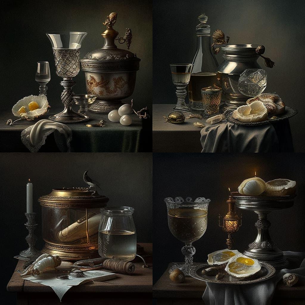 Willem Claesz. Heda style, Midjourney V4, render 1 of 4