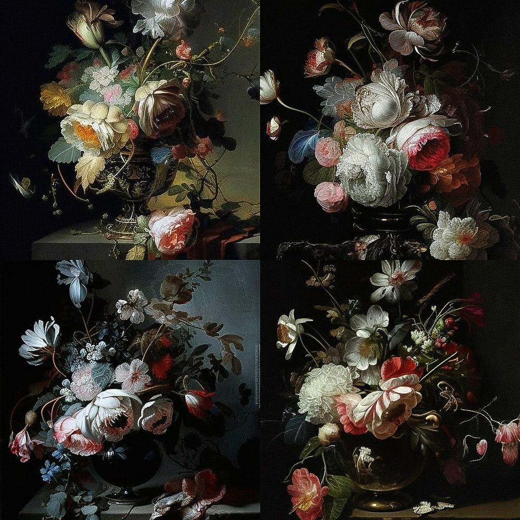 Willem van Aelst style, Midjourney V4, render 1 of 4