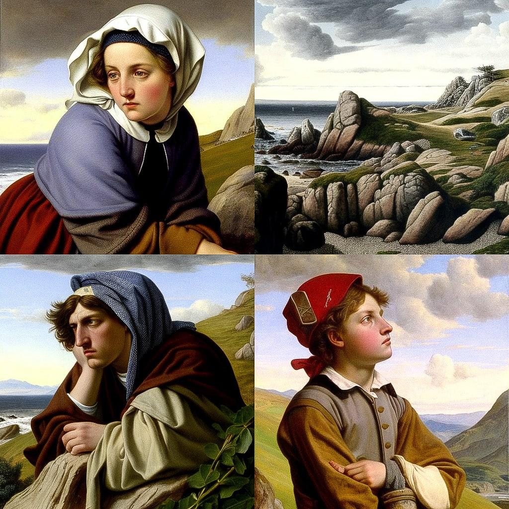 William Dyce style, Midjourney V4, render 1 of 4