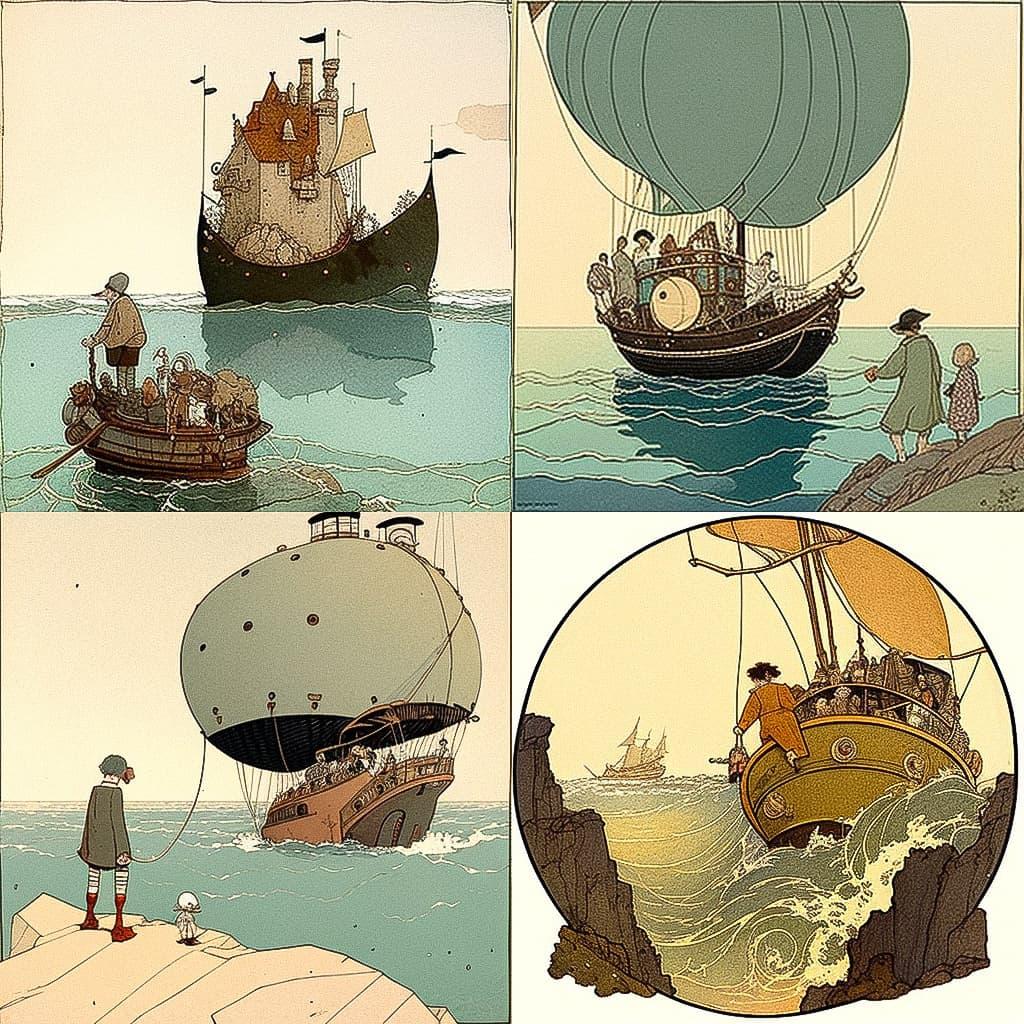 William Heath Robinson style, Midjourney V4, render 1 of 4