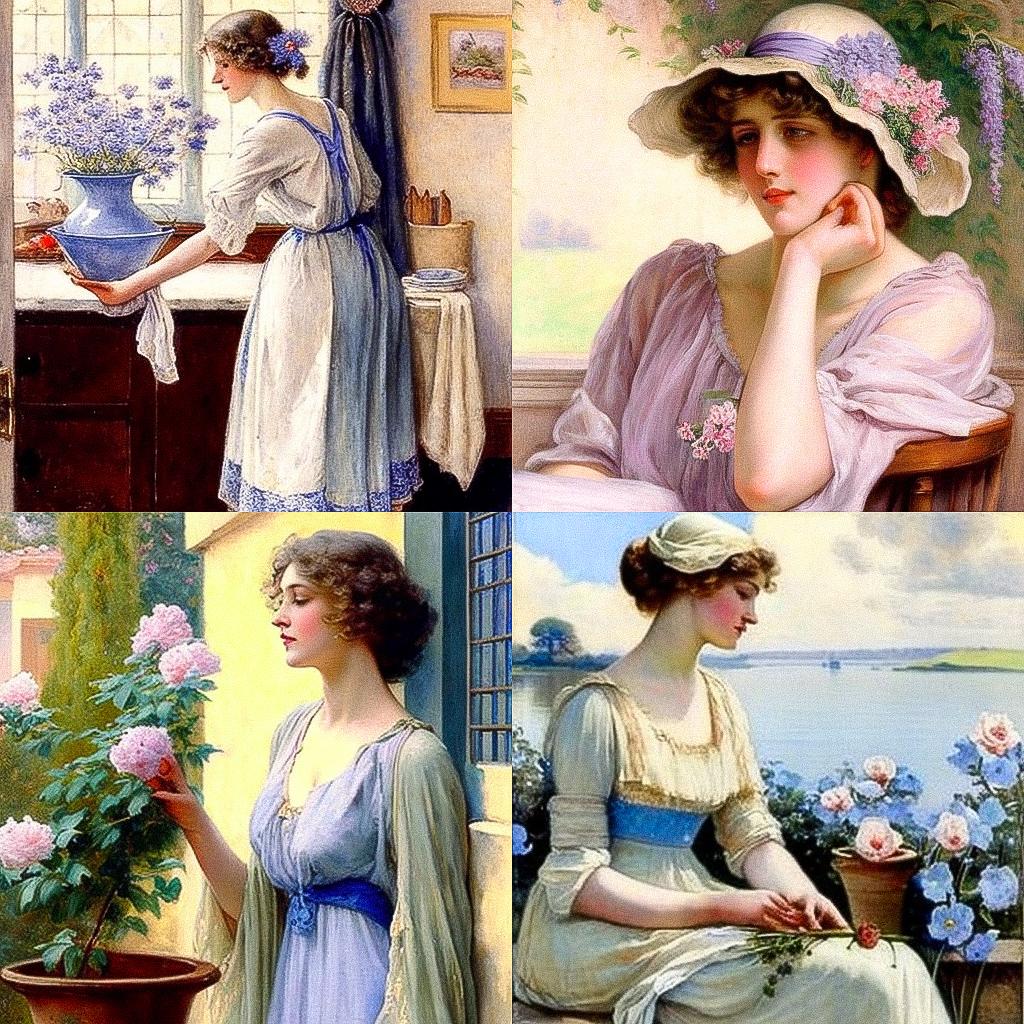 William Henry Margetson style, Midjourney V4, render 1 of 4