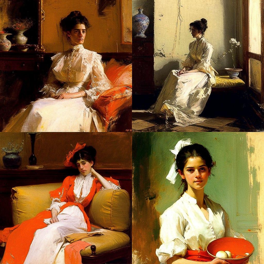 William Merritt Chase style, Midjourney V4, render 1 of 4