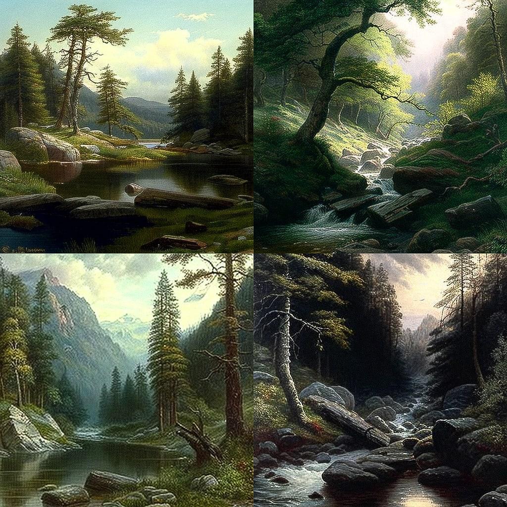 William Trost Richards style, Midjourney V4, render 1 of 4