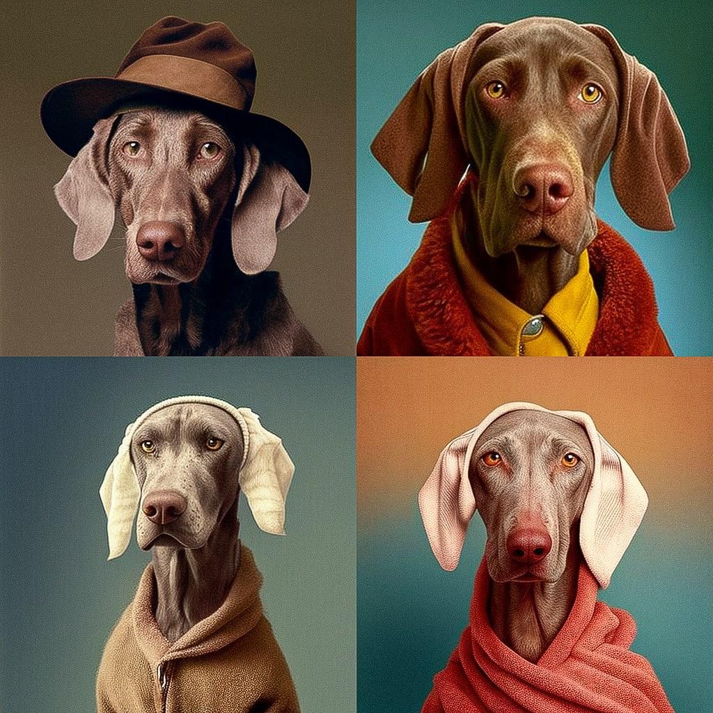 William Wegman style, Midjourney V4, render 1 of 4
