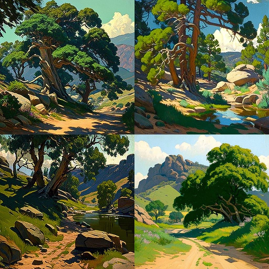 William Wendt style, Midjourney V4, render 1 of 4