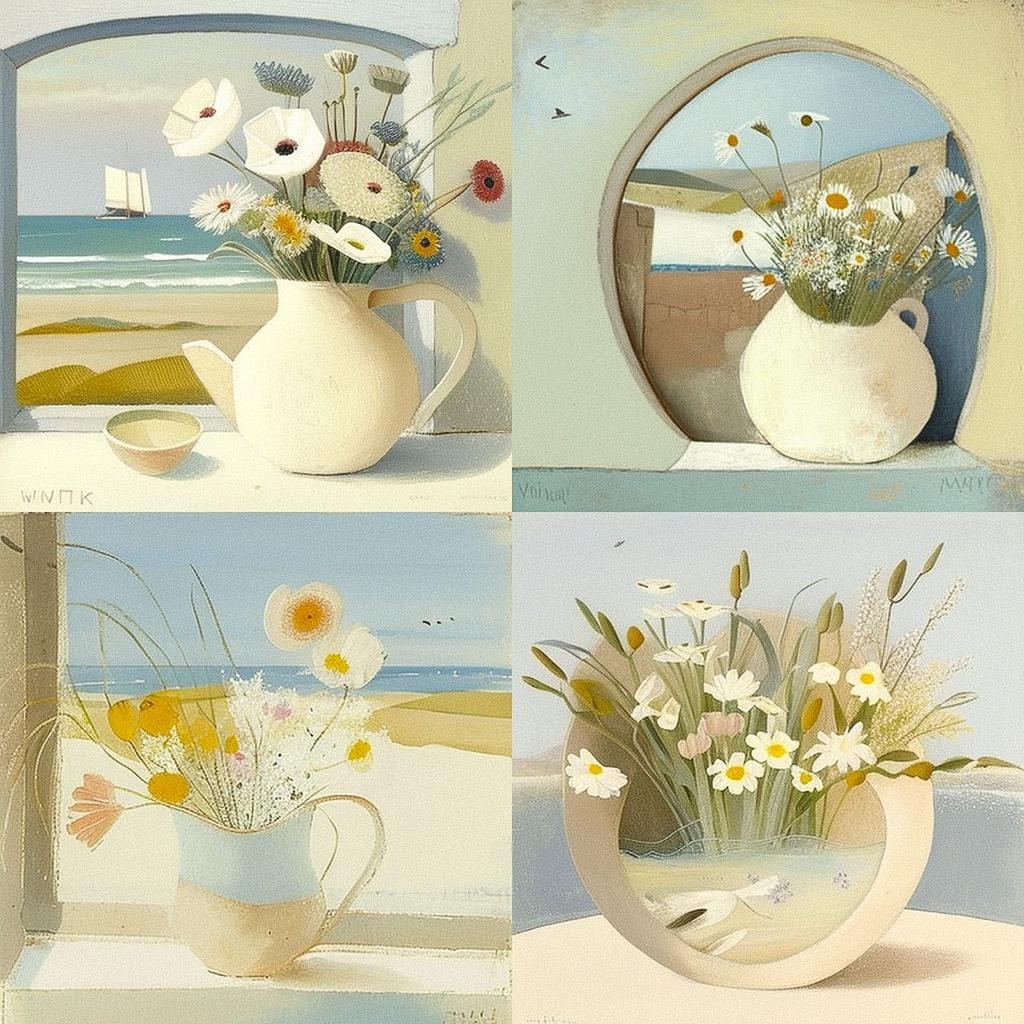 Winifred Nicholson style, Midjourney V4, render 1 of 4