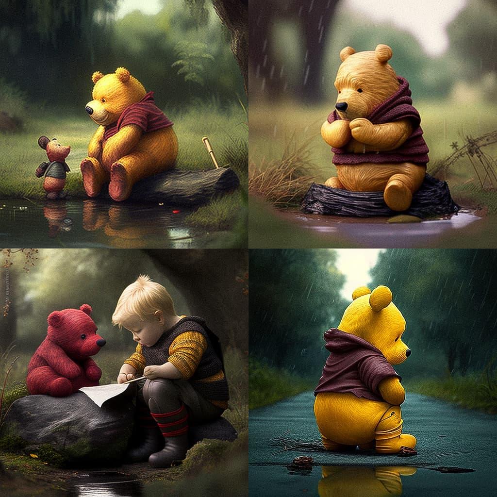 Winnie-the-Pooh style, Midjourney V4, render 1 of 4