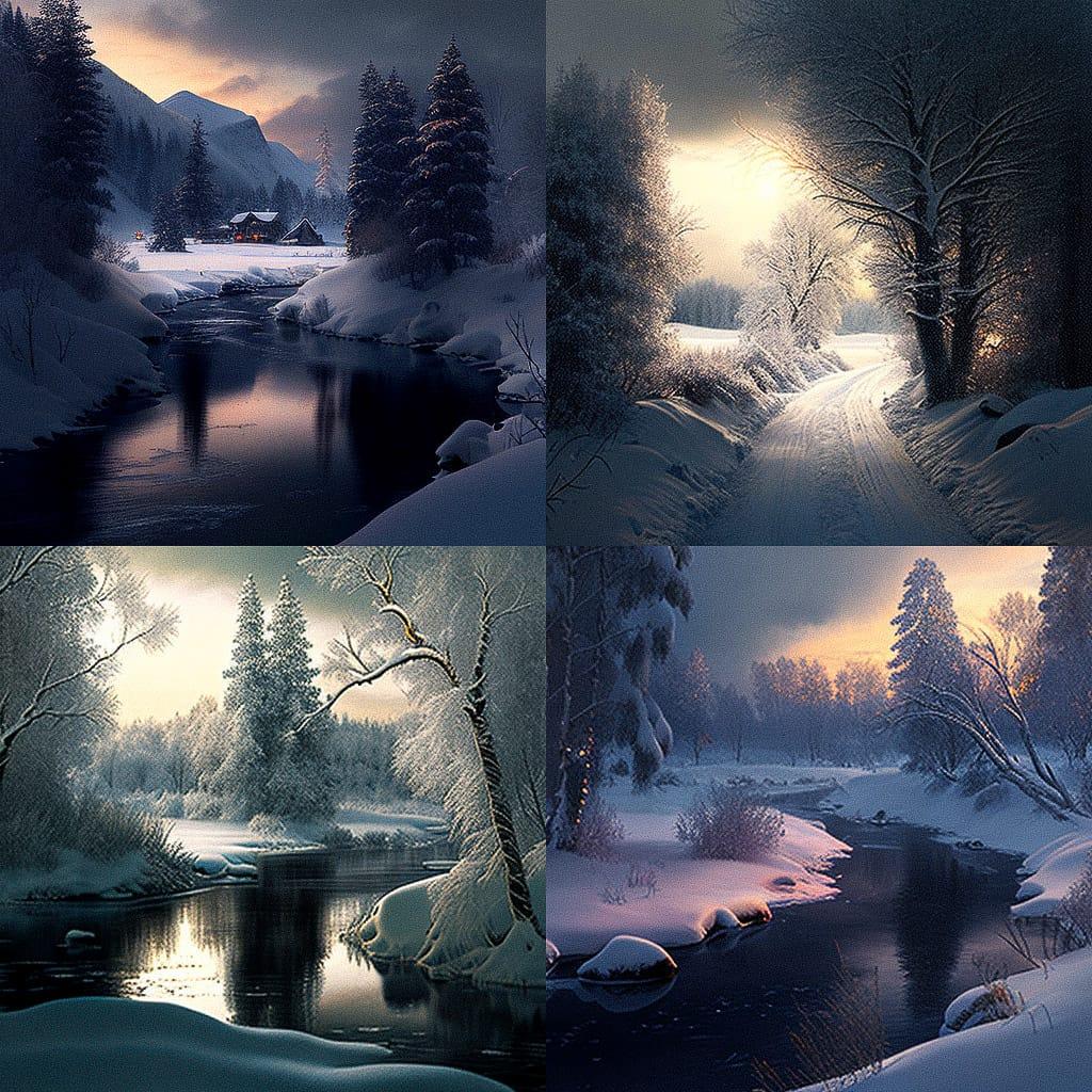 Winter style, Midjourney V4, render 1 of 4