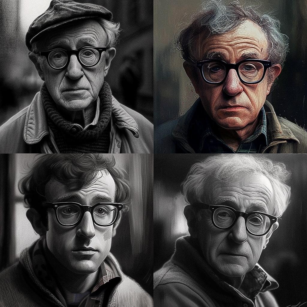 Woody Allen style, Midjourney V4, render 1 of 4
