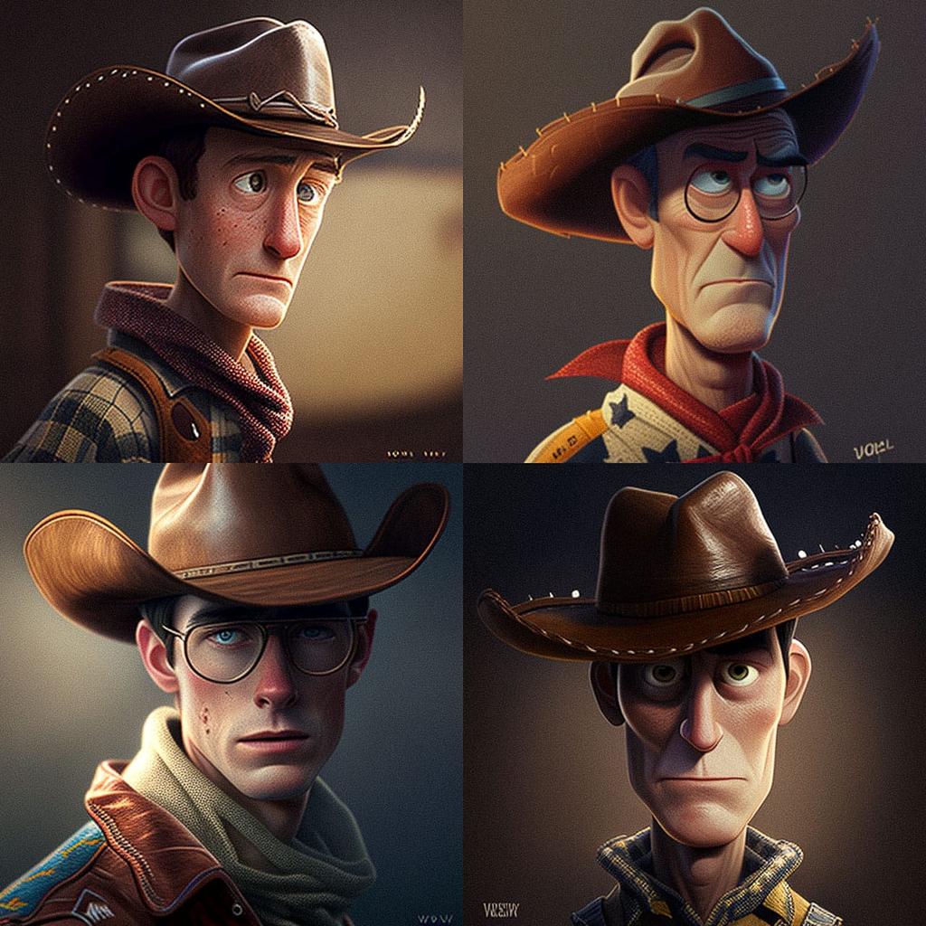 Woody style, Midjourney V4, render 1 of 4