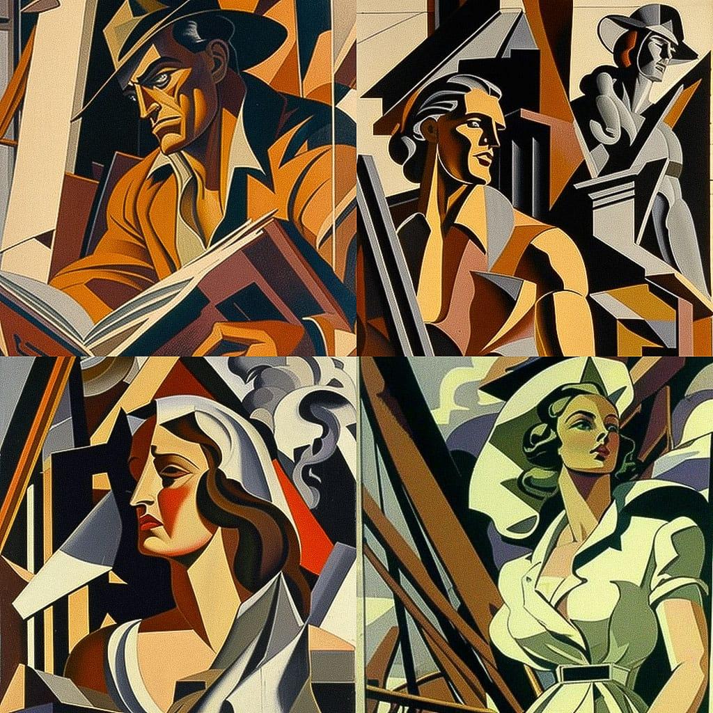 Wyndham Lewis style, Midjourney V4, render 1 of 4