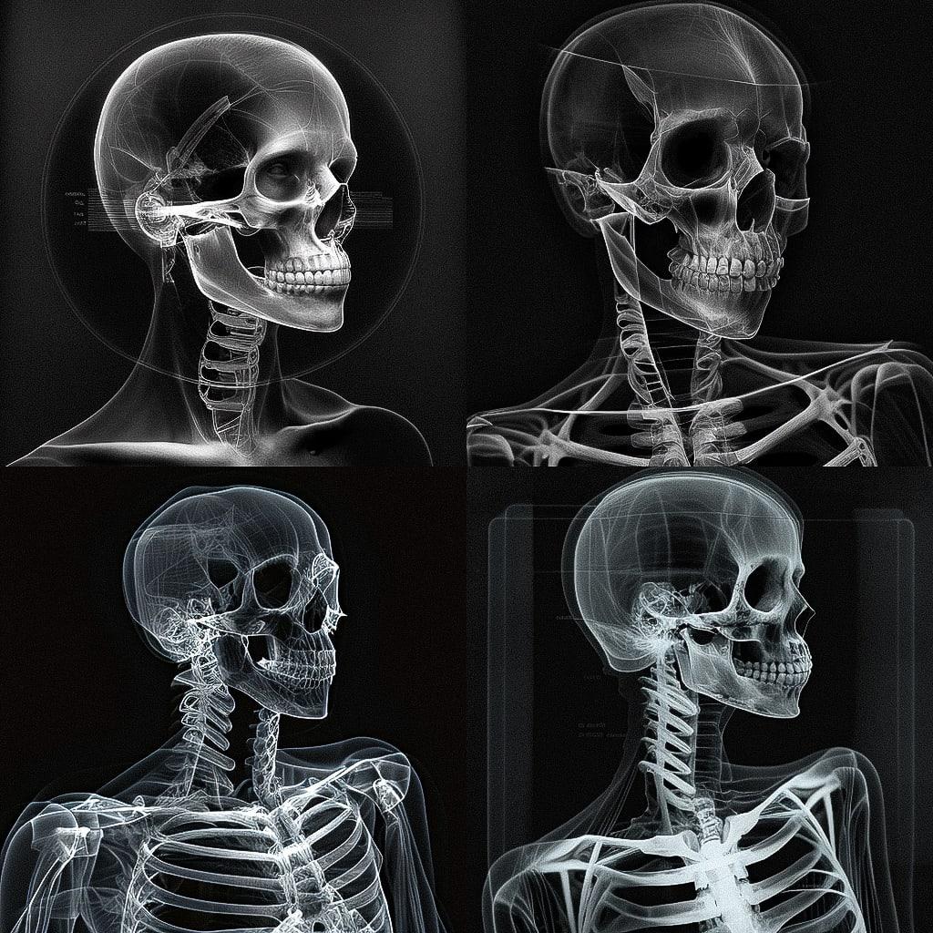 X-ray style, Midjourney V4, render 1 of 4
