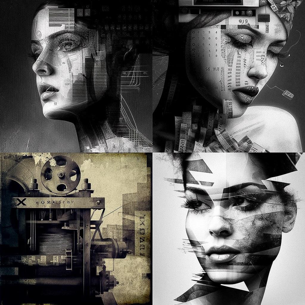 Xerography style, Midjourney V4, render 1 of 4