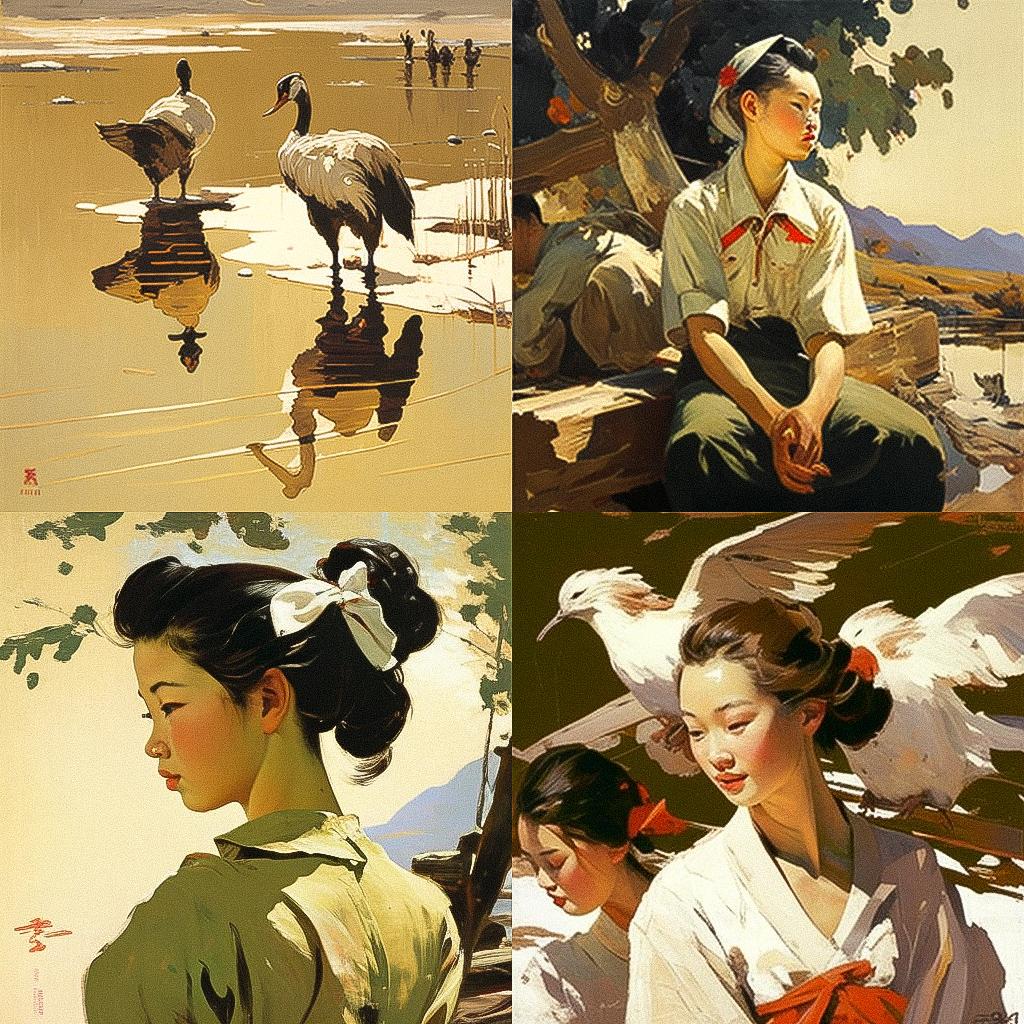 Xu Beihong style, Midjourney V4, render 1 of 4