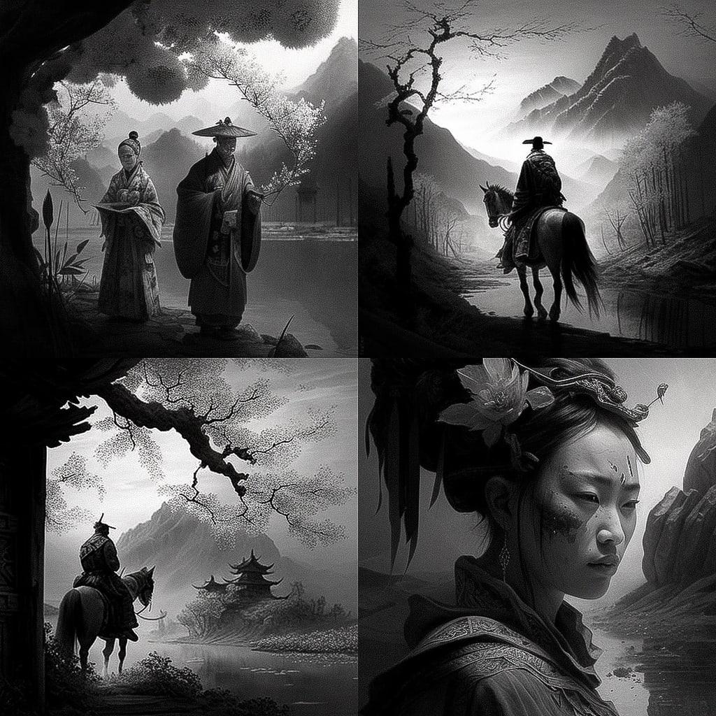Yang Yongliang style, Midjourney V4, render 1 of 4