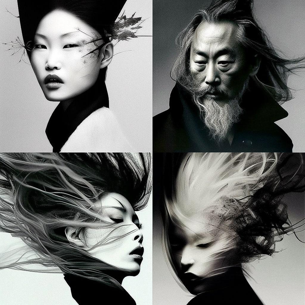 Yohji Yamamoto style, Midjourney V4, render 1 of 4