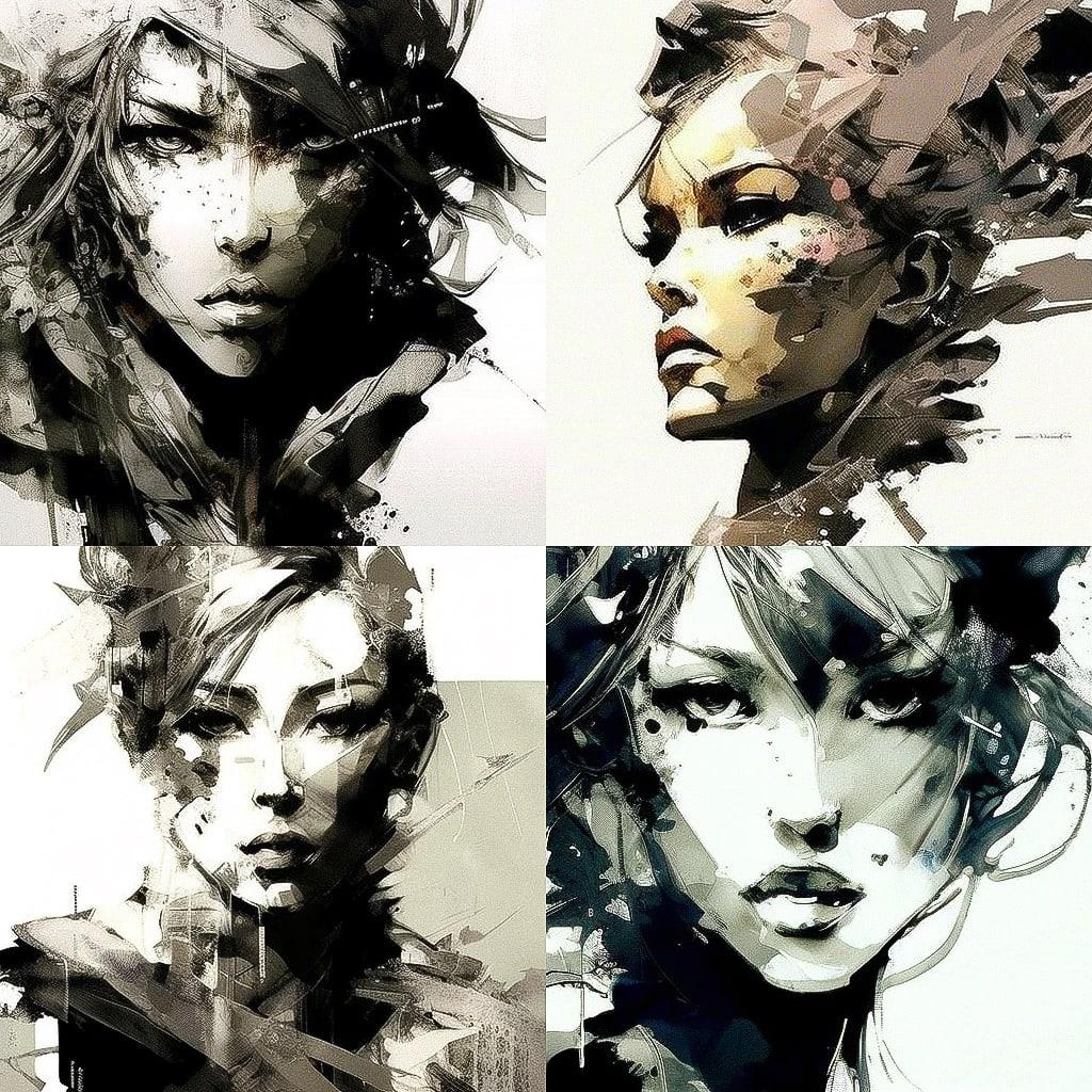Yoji Shinkawa style, Midjourney V4, render 1 of 4