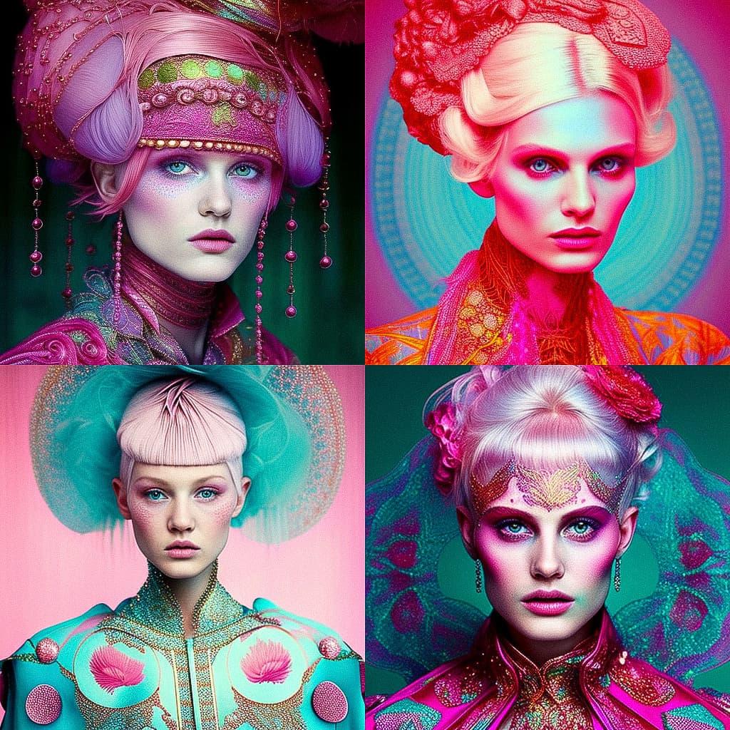 Zandra Rhodes style, Midjourney V4, render 1 of 4