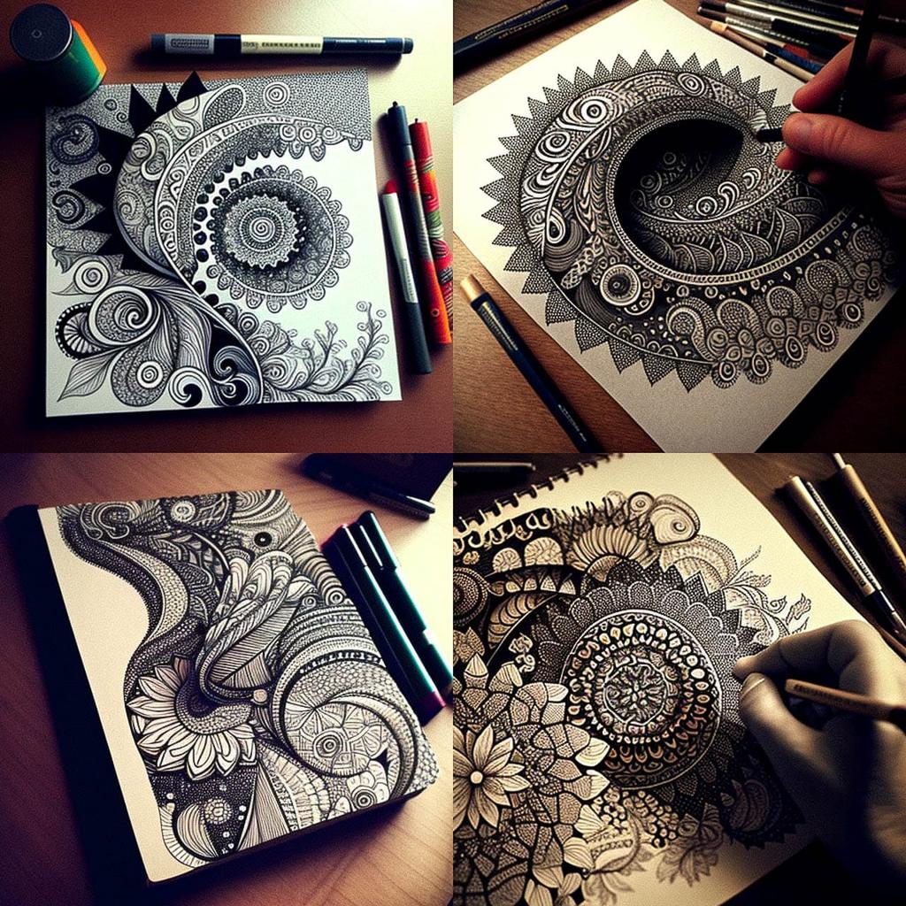 Zentangle style, Midjourney V4, render 1 of 4